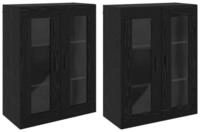 vidaXL Sideboard Wandmontierte Schr&auml;nke 2 pcs Schwarz Eichen-Optik (2 St)
