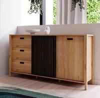 FORTE Sideboard Jytana, Breite 174,8 cm, T&uuml;r mit Lamellenoptik, Mauvella Eiche...