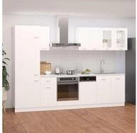 vidaXL K&uuml;chenzeile, 8-tlg. K&uuml;chenzeile Wei&szlig; Holzwerkstoff