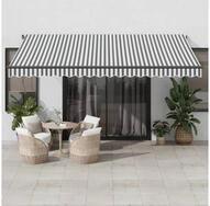vidaXL Markise Markise Automatisch mit LEDs Anthrazit & Wei&szlig; 450x300 cm