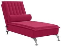 vidaXL Chaiselongue Massage-Chaiselongue mit Nackenrolle Weinrot Samt, 1 Teile...