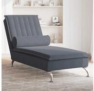 vidaXL Chaiselongue, Massage-Chaiselongue mit Nackenrolle Dunkelgrau Samt