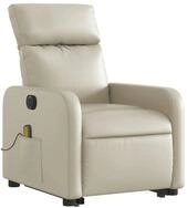 vidaXL Sessel Massagesessel mit Aufstehhilfe Elektrisch Creme Kunstleder (1-St)