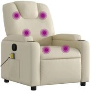 vidaXL Sessel Massagesessel mit Relaxfunktion, Kunstleder, Creme (1-St)