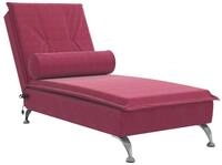 vidaXL Chaiselongue Massage-Chaiselongue mit Nackenrolle Weinrot Samt, 1 Teile...