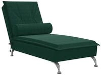vidaXL Chaiselongue Massage-Chaiselongue mit Nackenrolle Dunkelgr&uuml;n Samt, 1...
