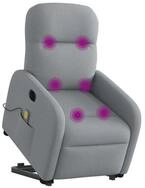 vidaXL Massagesessel, Elektrischer Massagesessel mit Aufstehhilfe Hellgrau Stoff