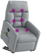 vidaXL Sessel Elektrischer Massagesessel mit Aufstehhilfe Hellgrau Stoff (1-St)