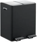 relaxdays M&uuml;lleimer K&uuml;che 2x 15 Lit, schwarz schwarz|silberfarben