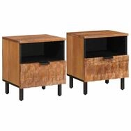 vidaXL Nachttisch Nachttisch 2 pcs Braun 40 x 33 x 46 cm Massivholz (2-St)