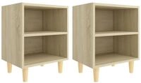 vidaXL Nachttisch Nachttische 2 Stk. Massivholz-Beinen Sonoma-Eiche 40x30x50cm...