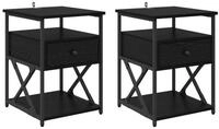 vidaXL Nachttisch Nachttisch 2 pcs Schwarz Eichen-Optik 40 x 42 x 55 cm (2-St)