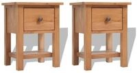 vidaXL Nachttisch Nachttische 2 Stk. 36x30x47 cm Massivholz Eiche (1-St) braun