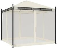 vidaXL Partyzelt Pavillon mit Netzw&auml;nden Creme 2,93x2,93 m Stahl