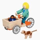 goki Biegepuppe Lastenfahrrad mit 2 Biegepuppen und Hund (Packung, 4-tlg., set),