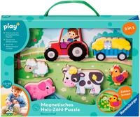Ravensburger Puzzle Play+ Magnetisches Holz-Z&auml;hl-Puzzl Bauernhof, 6 Puzzleteile
