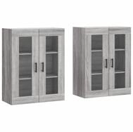 vidaXL Sideboard Wandschr&auml;nke 2 Stk. Grau Sonoma Holzwerkstoff (2 St)