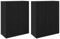 vidaXL H&auml;ngeschrank Wandschrank 2 pcs Schwarz Eichen-Optik 69,5 x 34 x 90 cm...