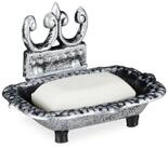 relaxdays Seifenhalter Seifenschale Gusseisen, Breite: 15 cm, silber