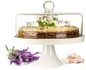 Sendez Tortenplatte Glasglocke Kuchenglocke K&auml;seglocke Fu&szlig; aus Porzellan