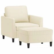 vidaXL Sofa Sessel mit Hocker Creme 60 cm Kunstleder