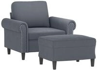 vidaXL Sofa Sessel mit Hocker Dunkelgrau 60 cm Samt