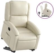 vidaXL Relaxsessel, Sessel mit Aufstehhilfe Creme Kunstleder