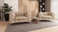S-Style M&ouml;bel Chesterfield-Sessel Wanja mit Silbernen Metall F&uuml;&szlig;en...