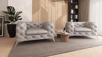 S-Style M&ouml;bel Chesterfield-Sessel Wanja mit Silbernen Metall F&uuml;&szlig;en...