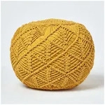 Homescapes Pouf Gro&szlig;er geh&auml;kelter Pouf, senfgelb, 40 x 50 cm gelb 50 cm x 40...