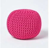 Homescapes Pouf Runder Strickpouf 100% Baumwolle, pink
