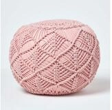 Homescapes Pouf Geh&auml;kelter Pouf, rosa, 35 x 40 cm