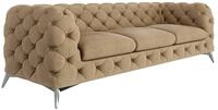 S-Style M&ouml;bel Chesterfield-Sofa Kalina, 3-Sitzer mit silbernen Metall F&uuml;&szlig;en,...