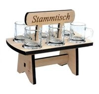 DanDiBo Schnapsglas Schnapsbrett 20 cm mit Gravur Stammtisch mit 6 Gl&auml;ser