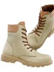 Schn&uuml;rstiefelette ANDREA CONTI, Damen, Gr. 36, beige (avocado), Glattleder, Leder,