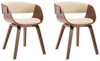 vidaXL Esszimmerstuhl Esszimmerst&uuml;hle 2 Stk. Creme Bugholz und Kunstleder (2...