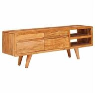 vidaXL TV-Schrank TV-Schr&auml;nk mit Regal Braun 110 x 30 x 40 cm Massivholz (1-St)