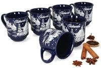 MamboCat Tasse 6er Set Gl&uuml;hweinbecher dunkelblau Weihnachtslandschaft 0,2L...