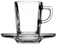 Pasabahce Becher Pasabahce Carre Kaffeetassenset Tasse und Untertasse 12tlg.,...