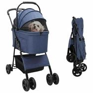 vidaXL Hundebuggy Faltbarer Haustierwagen Blau 81 x 47 x 99 cm Polyester,...