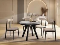 WFL GROUP Esstisch Strato Black ausziehbar rund modern mit Holzbeinen (MADE IN...