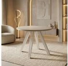 WFL GROUP Esstisch Ravano ausziehbar rund modern mit Wei&szlig;en Holzbeinen (MADE...