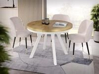 WFL GROUP Esstisch Lume Wei&szlig; ausziehbar rund modern mit wei&szlig;en Holzbeinen...