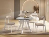 WFL GROUP Esstisch Avero White ausziehbar rund modern mit Holzbeinen (MADE IN...