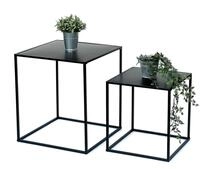DanDiBo Couchtisch Schwarz Metall 2er Set Beistelltisch Wohnzimmer