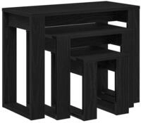 vidaXL Beistelltisch Satztische 3 pcs Schwarz Eichen-Optik Holzwerkstoff (3-St)