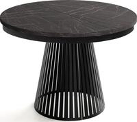 WFL GROUP Esstisch Naro Black ausziehbar rund modern mit schwarzen Metallbeinen...