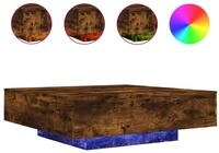vidaXL Ablagetisch, Couchtisch mit LED-Leuchten R&auml;uchereiche 100x100x31 cm