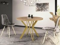 WFL GROUP Esstisch Daisy ausziehbarer rund industrial mit goldenen Metallbeinen...