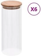 vidaXL Vorratsglas Vorratsgl&auml;ser mit Bambusdeckel 6 Stk. 1000 ml